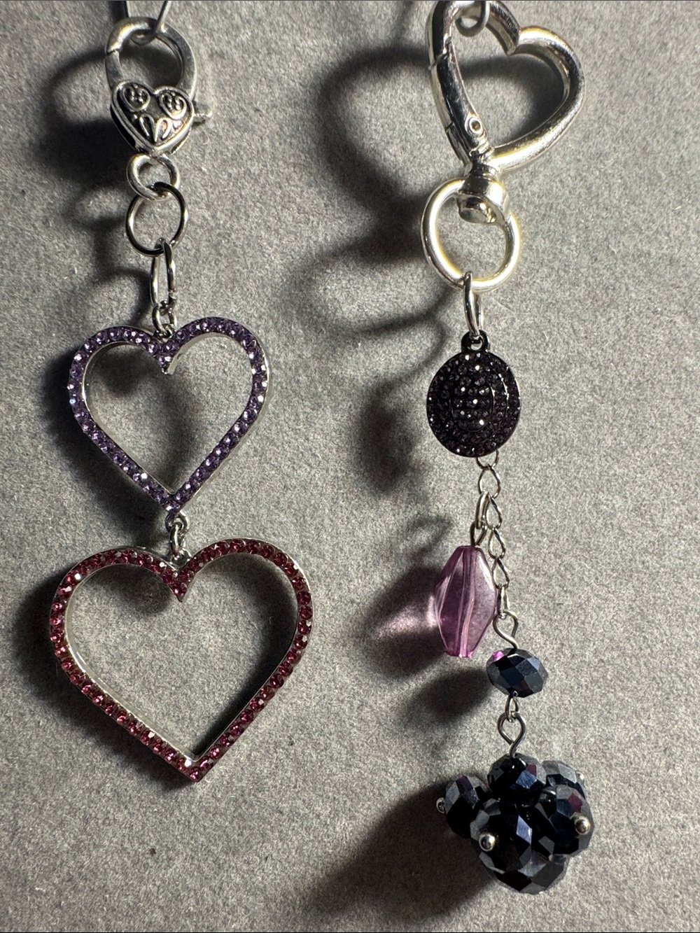 Hand Crafted Silver Key & Card Holder with Pink, Purple and Black Accents